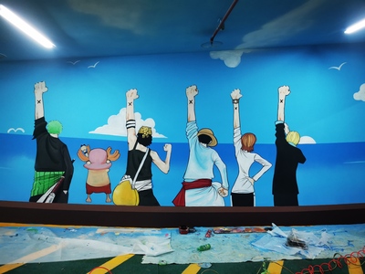 常熟小区地下车库海贼王主题彩绘
